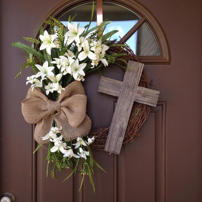 Easter Handmade Floral Wreath with Cross