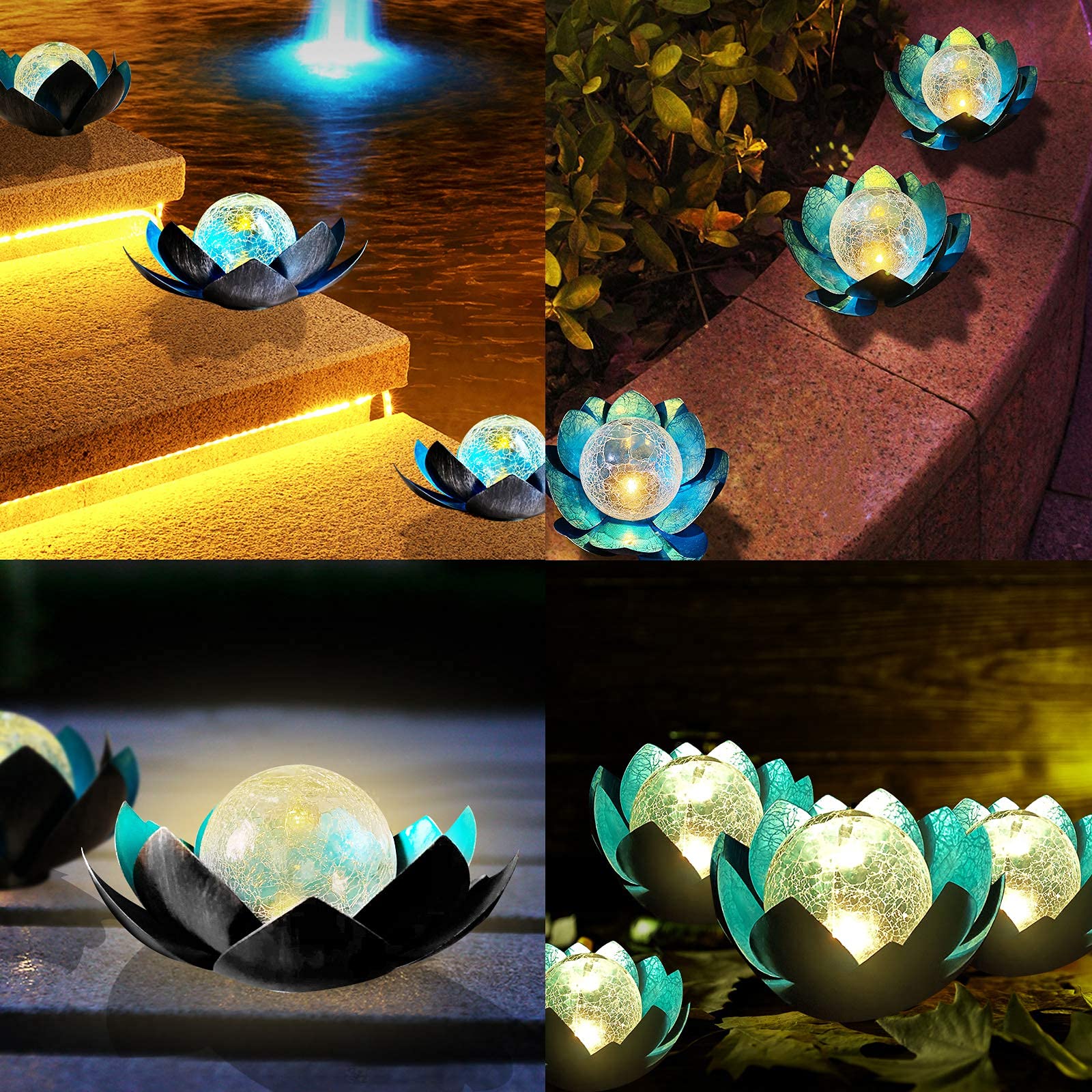 Metal Waterproof Lotus Flower Solar Lights