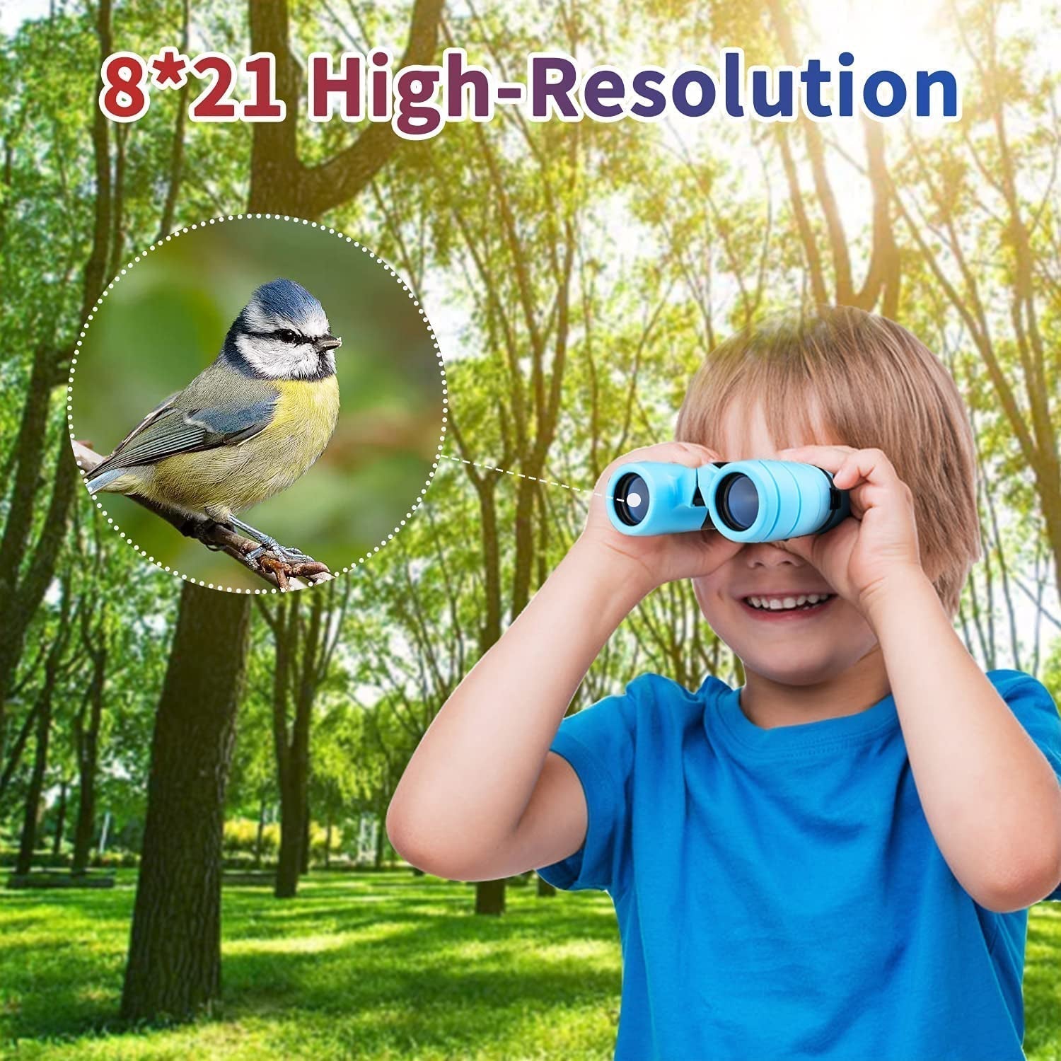 Compact 8x21 Kids High-Resolution & Shock Proof Binoculars Set